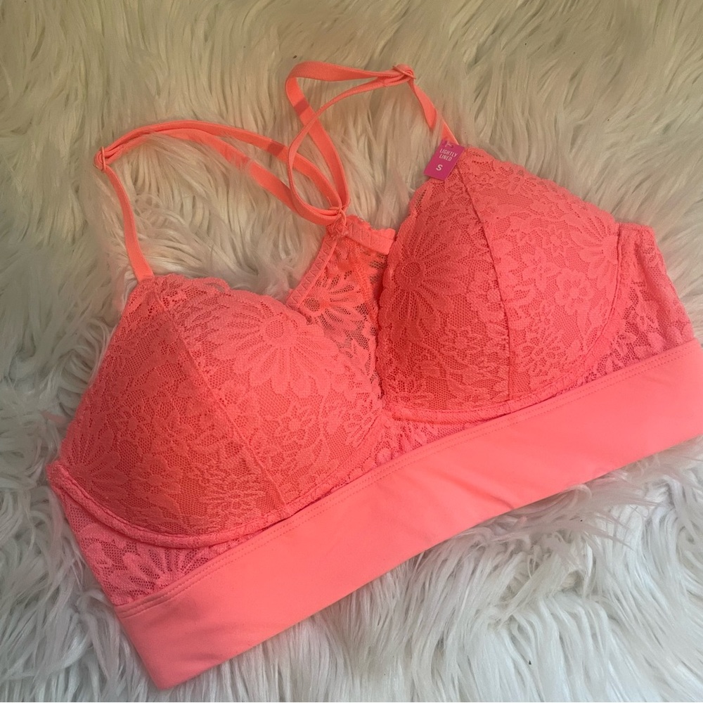 NWT Victoria Secret Pink lightly lined racerback bra- size small